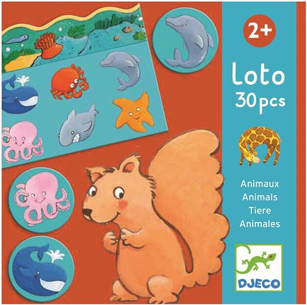 Djeco Lotto-Memo TIERE 30-teilig in bunt