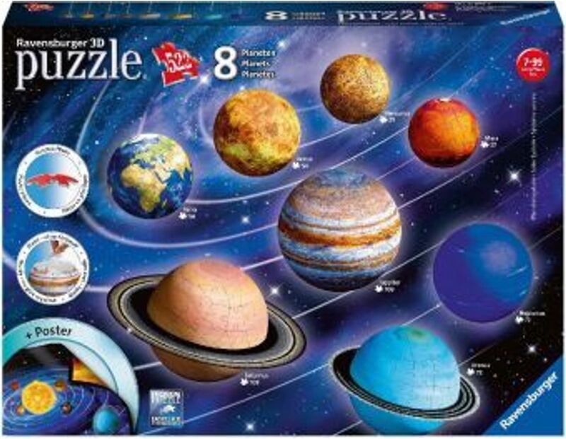 Ravensburger Verlag Ravensburger 3D Puzzle Planetensystem 11668 - Planeten als 3D Puzzlebälle - Sonn