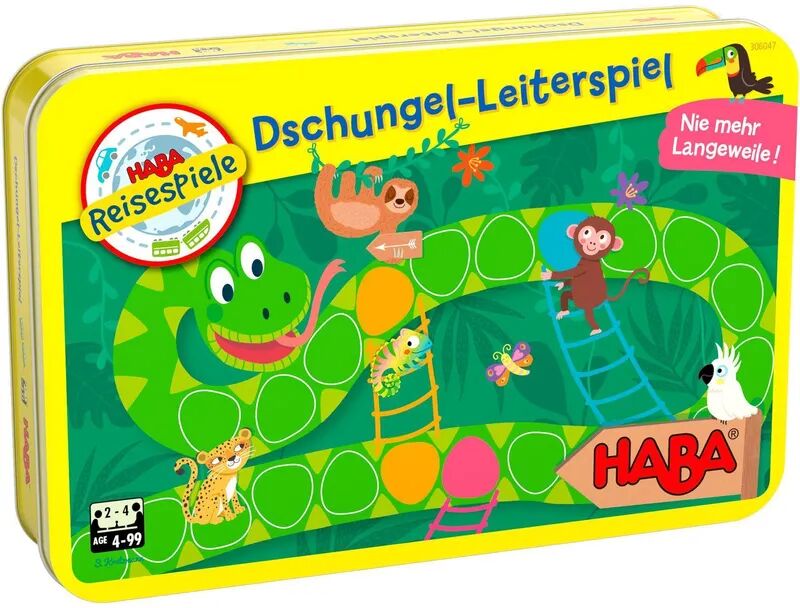 HABA Reisespiel DSCHUNGEL-LEITERSPIEL mit Metalldose