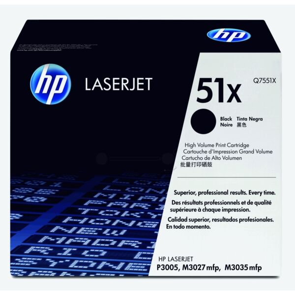 HP Original HP LaserJet P 3003 dn Toner (51X / Q 7551 X) schwarz, 13.000 Seiten, 1,05 Rp pro Seite