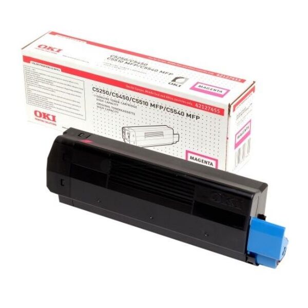 Oki Original OKI C 5250 N Toner (42127455) magenta, 5.000 Seiten, 0,59 Rp pro Seite - ersetzt Tonerkartusche 42127455 für OKI C 5250N