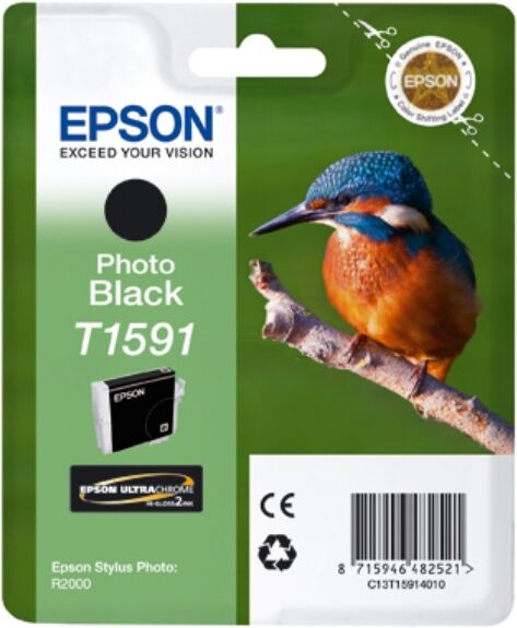 Epson Original Epson C 13 T 15914010 / T1591 Tintenpatrone photoschwarz, Inhalt: 17 ml - ersetzt Epson C13T15914010 / T1591 Druckerpatrone