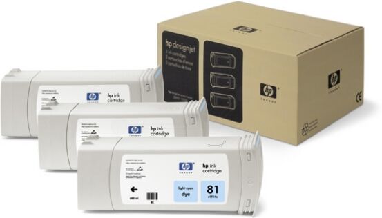 HP Original HP DesignJet 5000 42 Inch Tintenpatrone (81 / C 5070 A) photocyan Multipack (3 St.), 1.000 Seiten, 63,92 Rp pro Seite, Inhalt: 680 ml