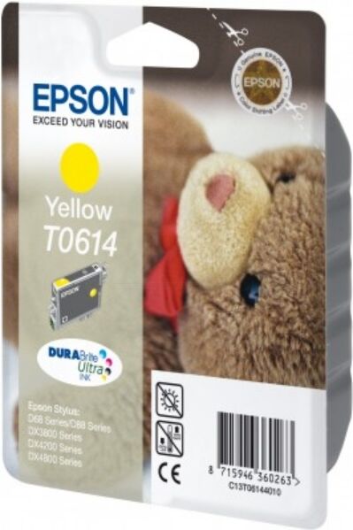 Epson Original Epson Stylus DX 3850 Plus Tintenpatrone (T0614 / C 13 T 06144010) gelb, 250 Seiten, 5,0 Rp pro Seite, Inhalt: 8 ml