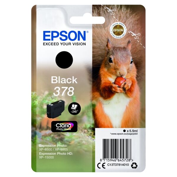 Epson Original Epson Expression Photo XP-8505 Tintenpatrone (378 / C 13 T 37814020) schwarz, Inhalt: 5 ml
