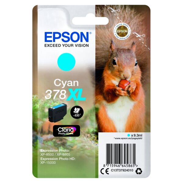 Epson Original Epson C 13 T 37924010 / 378XL Tintenpatrone cyan, 830 Seiten, 2,47 Rp pro Seite, Inhalt: 9 ml