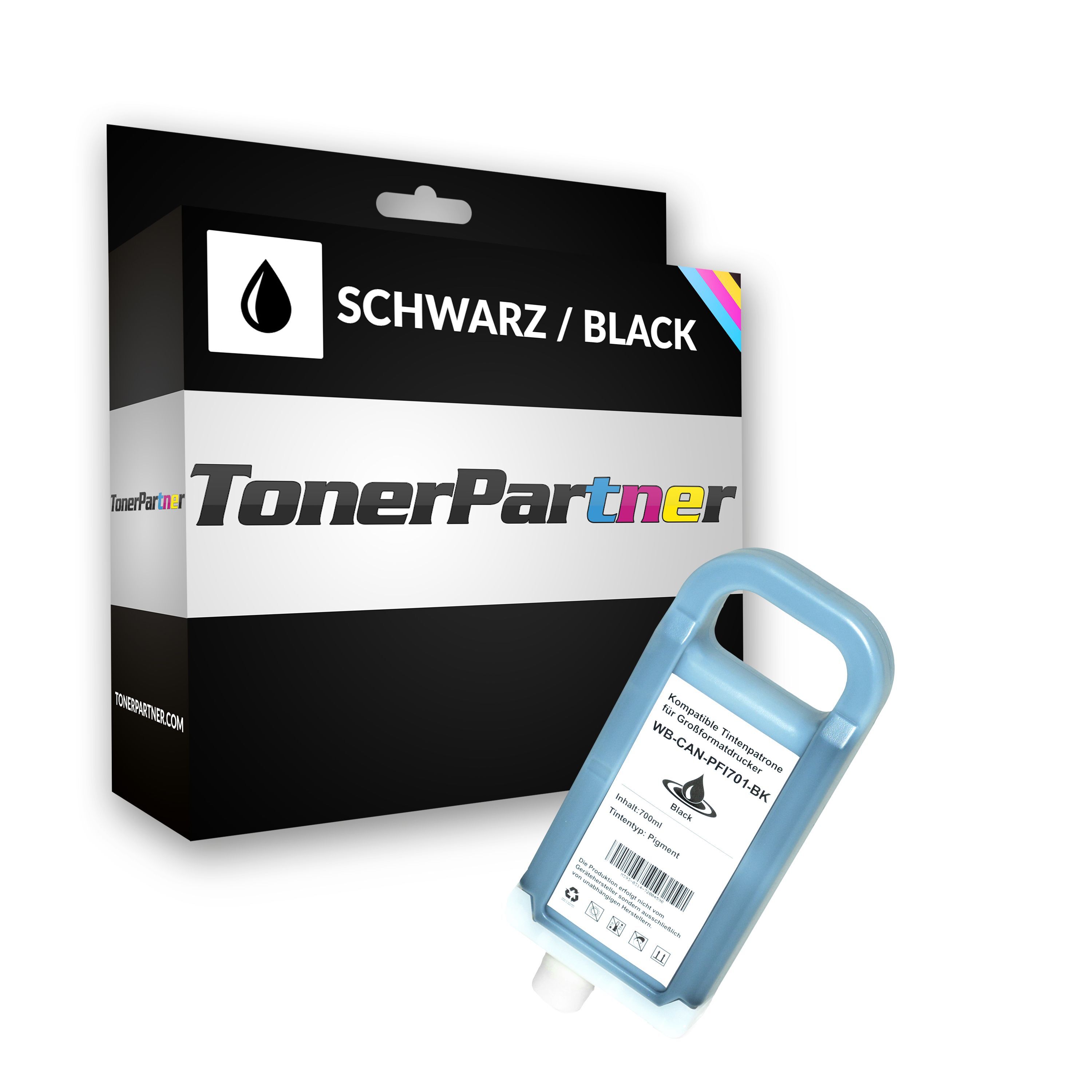 TonerPartner Kompatibel zu Canon imagePROGRAF IPF 9000 Tintenpatrone (PFI-701 BK / 0900 B 001) schwarz, Inhalt: 700 ml von TonerPartner