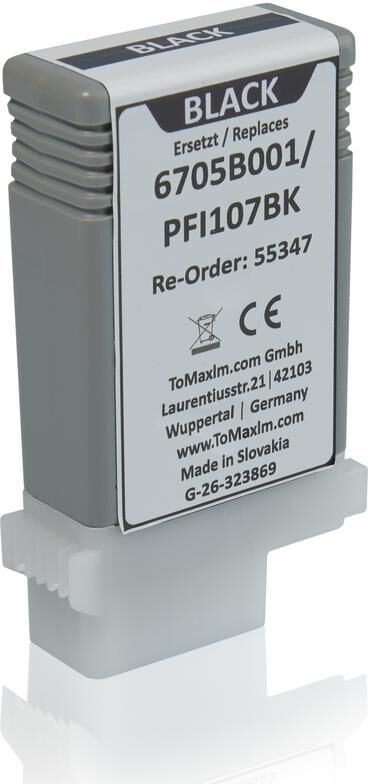 TonerPartner Kompatibel zu Canon 6705 B 001 / PFI-107 BK Tintenpatrone schwarz, Inhalt: 130 ml - ersetzt Canon 6705B001 / PFI107BK Druckerpatrone von TonerPartner