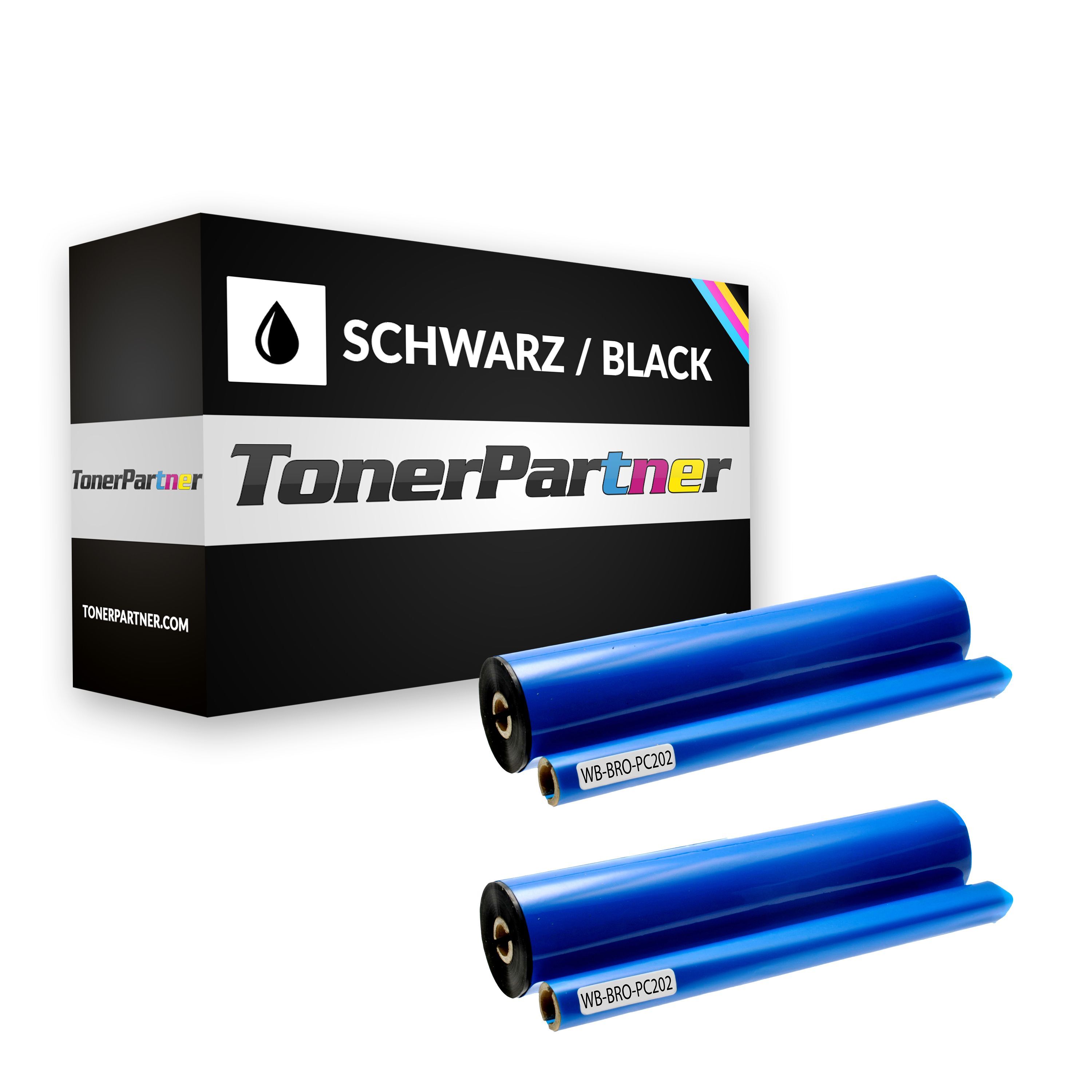 TonerPartner Kompatibel zu Brother Fax 1030 Plus Inkfilm (PC-202 RF) schwarz Multipack (2 St.), 420 Seiten, 9,52 Rp pro Seite von TonerPartner