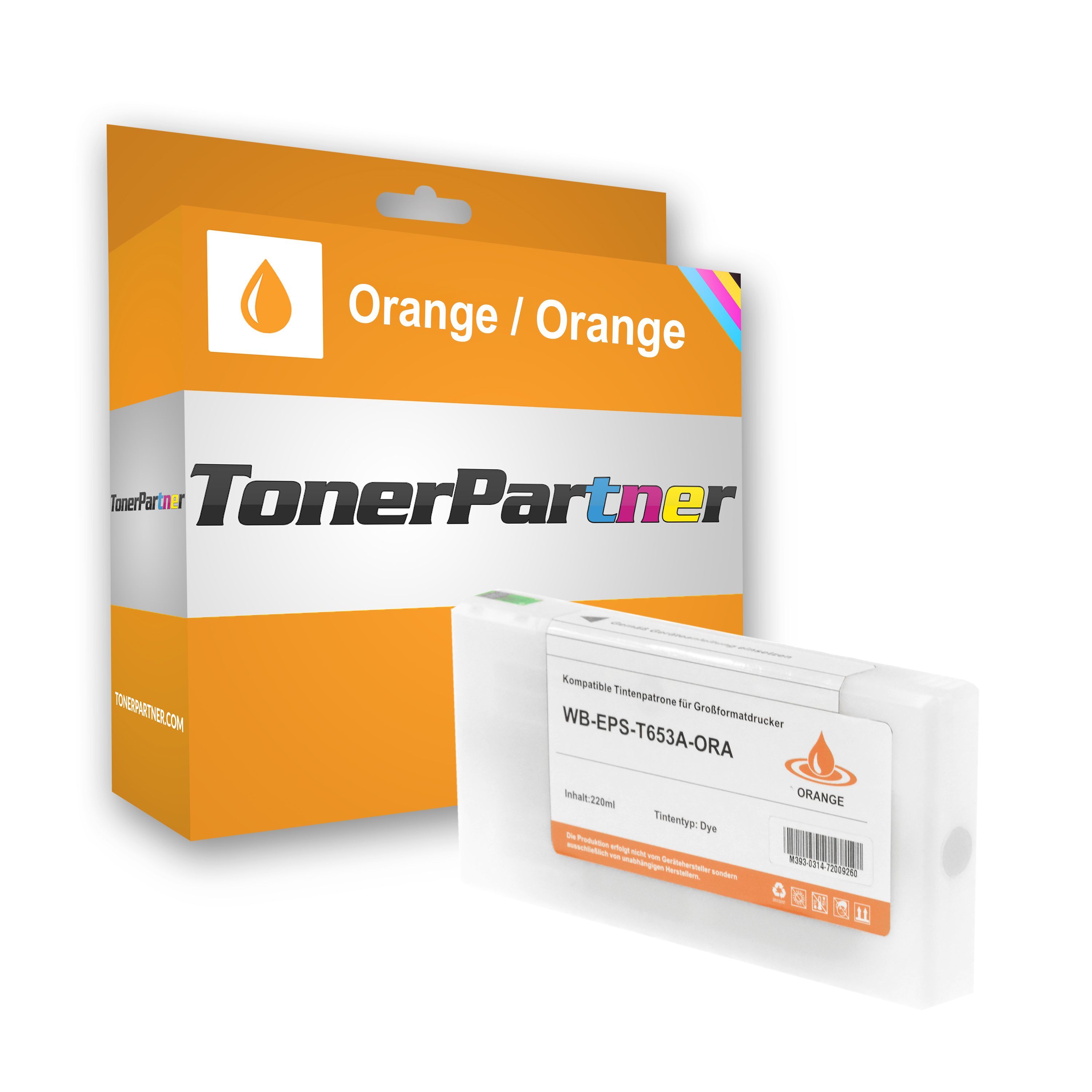 TonerPartner Kompatibel zu Epson Stylus Pro 4900 SpectroProofer Tintenpatrone (T653A / C 13 T 653A00) orange, Inhalt: 200 ml von TonerPartner