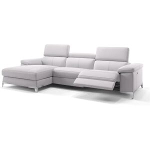 sofanella Ledersofa VENOSA mit Sitzverstellung Ecksofa 253x79x101cm weiss