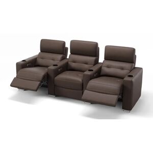 sofanella Leder 3-Sitzer Kinosofa BARI mit Funktion Heimkino Couch 249x100x96cm Braun
