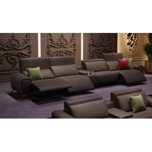 sofanella Heimkino Lounge BELLA Leder 4-Sitzer Kinosofa Relax Sofa 340x100x78cm Braun