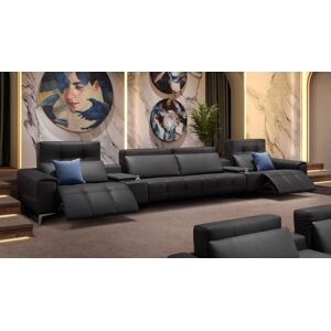 sofanella Leder 4-Sitzer Kinosofa SALENTO Designer Relax Couch 374x100x80cm Schwarz