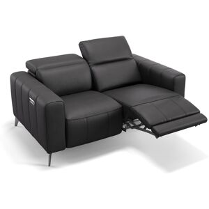 sofanella Leder Sofa PALERMO 2-Sitzer Couch Relaxsofa 156x110x77cm Schwarz