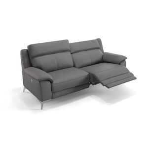 sofanella Designer Ledersofa ALIANO 3-Sitzer Couch Sofa 204x95x100cm Grau