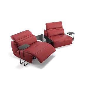 sofanella Leder Couch MODICA mit Sitzverstellung Kinosofa Heimkino 228x107x73cm rot