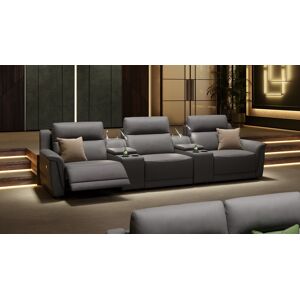 sofanella Leder Heimkino Sofa MALITO Cinemasofa 343x98x101cm Grau