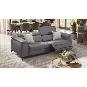 sofanella Leder Sofa LIVORNO 3-Sitzer Relaxsofa Couch 224x77x109cm Grau