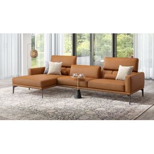 sofanella Eckgarnitur SALERNO Designer Couch Leder Sofa Ecksofa 247x97x72cm Orange