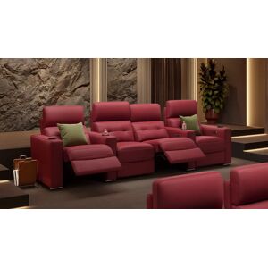 sofanella Leder 4-Sitzer Relaxsofa BARI Heimkino Sofa Cinemasofa 308x100x96cm Beige