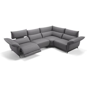 sofanella Ledergarnitur CUNEO Ecksofa mit Funktion 244x101x89cm grau