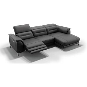 sofanella Ledergarnitur GANDINO Ecksofa mit Funktion 269x76x107cm schwarz