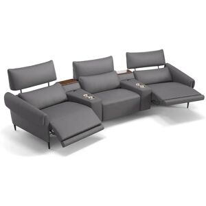 sofanella Ledercouch BIENNO 3-Sitzer Sofa Relaxsofa 313x90x101cm Grau