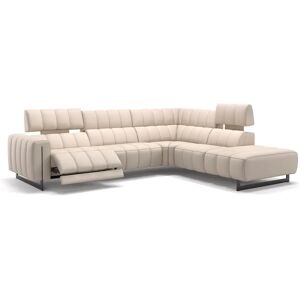 sofanella Leder Ecksofa VENETO mit Funktion Wohnlandschaft Couch 266x90x101cm Beige