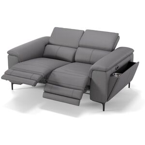 sofanella Leder Couch MARINO 2-Sitzer Sofa Relaxsofa 174x105x95cm Grau