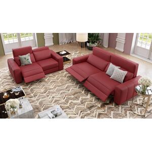 sofanella Leder 2 Sitzer Couch Capri mit Relax-Funktion 180x102x79cm Rot