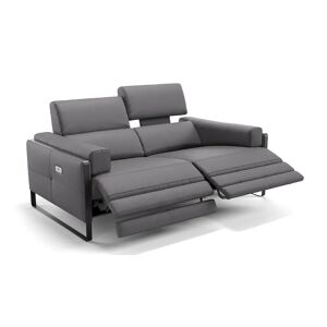 sofanella Italienisches Ledersofa MILO 2-Sitzer Couch 174x101x89cm grau
