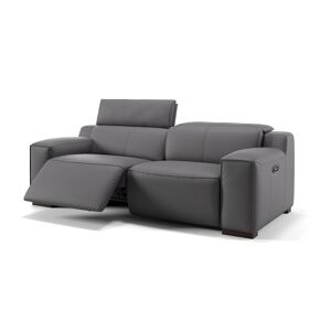 sofanella Ledergarnitur 3-Sitzer LORETO Relaxsofa Relax Couch 204x76x104 grau
