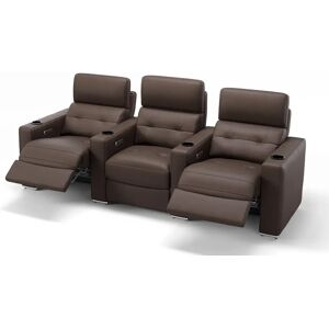 sofanella Leder 3-Sitzer Kinosofa BARI mit Funktion Heimkino Couch 249x100x96cm Braun