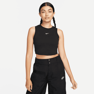 Nike Sportswear Chill Knit enges, kurz geschnittenes Mini-Rib-Tanktop für Damen - Schwarz - XS (EU 32-34)