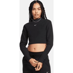 Nike Sportswear Phoenix PlushSchmales, verkürztes kuscheliges Longsleeve Fleece-Oberteil mit Stehkragen für Damen - Schwarz - XL (EU 48-50)