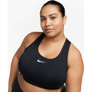 Nike Swoosh Medium Support Sport-BH mit Polster für Damen (große Größe) - Schwarz - 1X