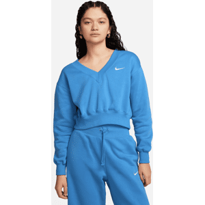 Nike Sportswear Phoenix Fleece Crop Top mit V-Ausschnitt für Damen - Blau - L (EU 44-46)