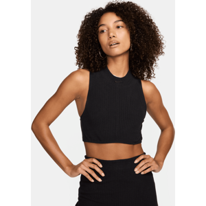 Nike Sportswear Chill KnitDamen-Tanktop mit Stehkragen und kurzer, enger Passform - Schwarz - XS (EU 32-34)