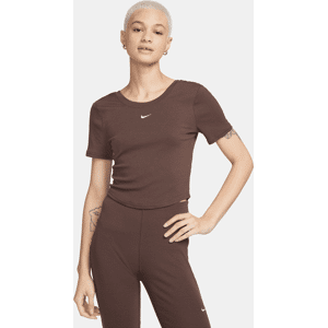 Nike Sportswear Chill Knit enges Kurzarm-Mini-Rippen-Oberteil mit Scoop-Rücken für Damen - Braun - XL (EU 48-50)