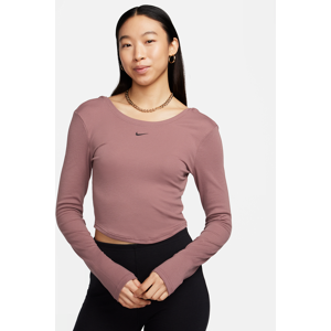 Nike Sportswear Chill KnitEnges Langarm-Mini-Rippen-Oberteil mit Scoop-Rücken für Damen mit enger Passform - Lila - XS (EU 32-34)