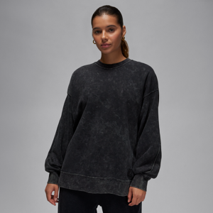 Jordan Flight Fleece Rundhalsausschnitt-Sweatshirt mit Waschung für Damen - Schwarz - XS (EU 32-34)