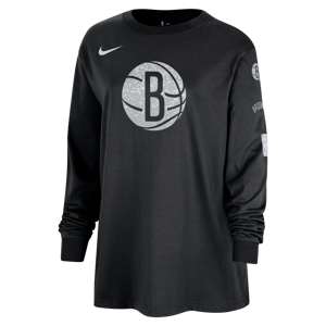 Brooklyn Nets Essential Nike NBA-T-Shirt mit langen Ärmeln für Damen - Schwarz - M (EU 40-42)