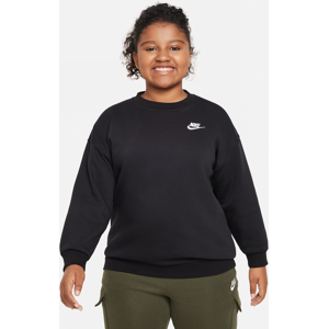 Nike Sportswear Club FleeceExtragroßes Sweatshirt für ältere Kinder (Mädchen) (erweiterte Größe) - Schwarz - S+