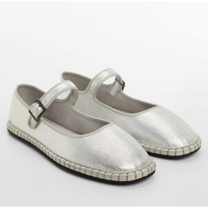 MANGO TEEN Ballerinas mit Metallic-Riemen - Silber - 39 - weiblich