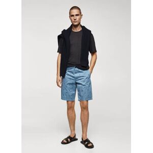 mango man Gemusterte Baumwoll-Bermudashorts - Himmelblau - 42 - männlich