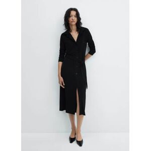 Mango Hemdkleid mit Gürtel - Schwarz - XS - weiblich