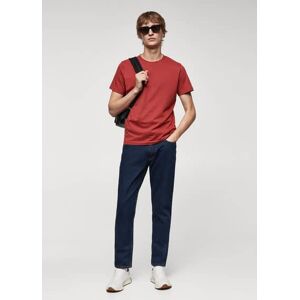 mango man Slim-Fit-T-Shirt aus 100 % Baumwolle - Rot - L - männlich