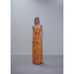 Mango Plissiertes Kleid mit Schleifendetail am Ausschnitt - Pastellorange - S - weiblich