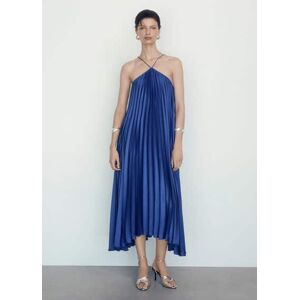Mango Plissiertes Neckholder-Kleid - Blau - XL - weiblich